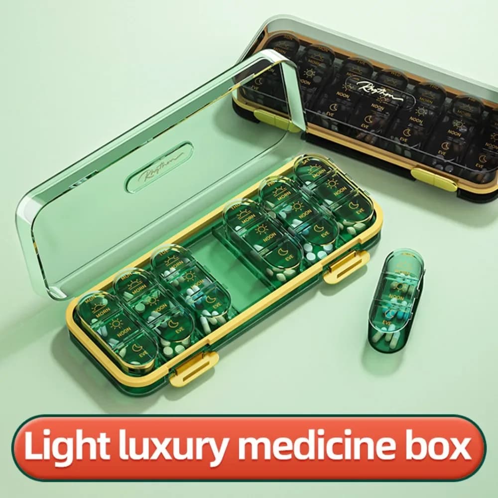 Organizzatore settimanale di pillole Scatola per pillole a 21 griglie Dispenser per pillole a scomparto grande Contenitore per medicinali da viaggio per pastillero di vitamine