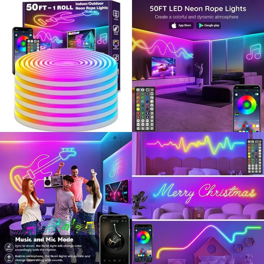 Luci al Neon a Corda, Luci a LED Flessibili Controllabili con App/Telecomando, Luci a Corda con Modalità Multiple, Luce al Neon RGB per Esterni IP65