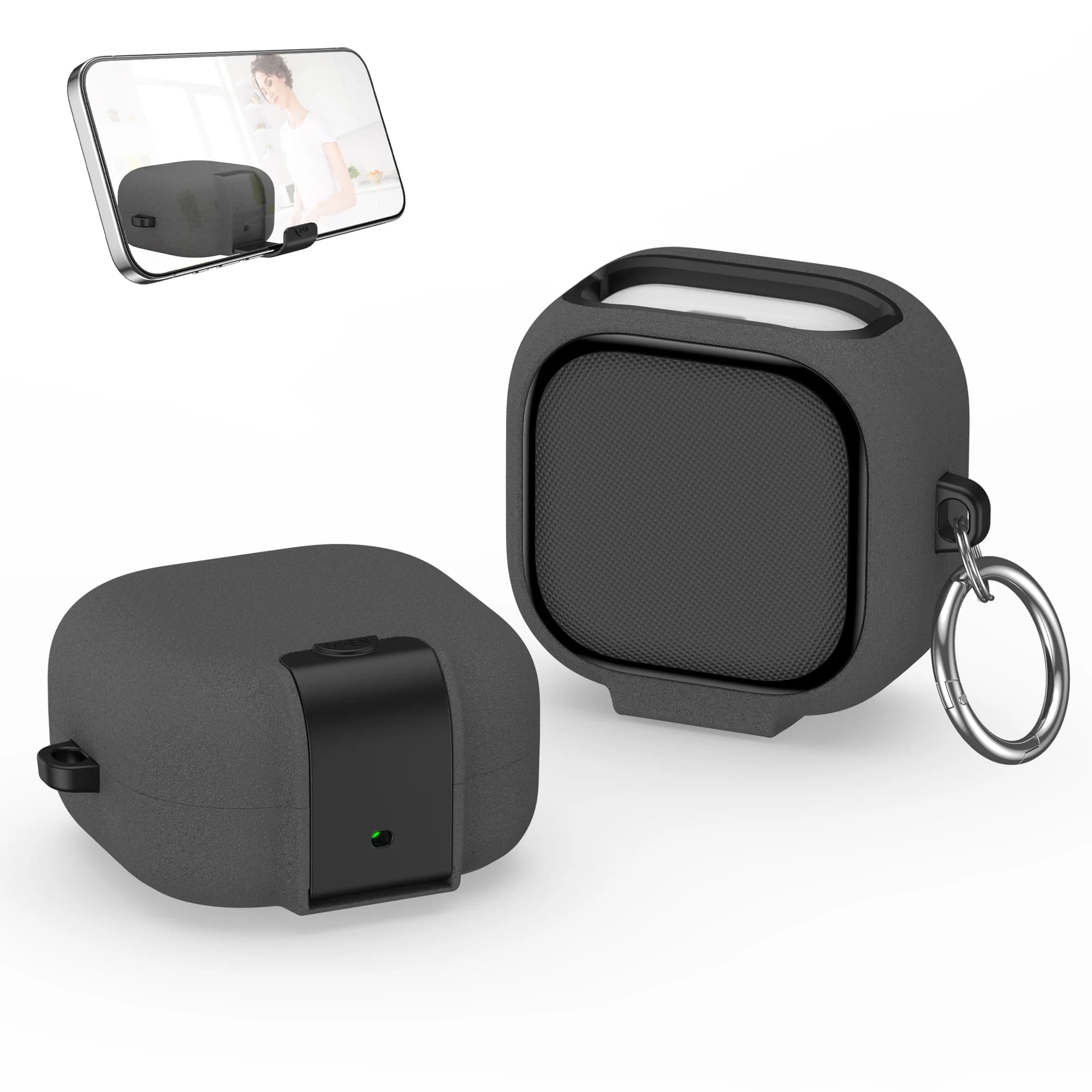 Protective Case for Samsung Galaxy Buds 4/Buds 4Pro Wireless Headphone TPU+PC Cover Sleeve with Phone Stand Function & Keychain