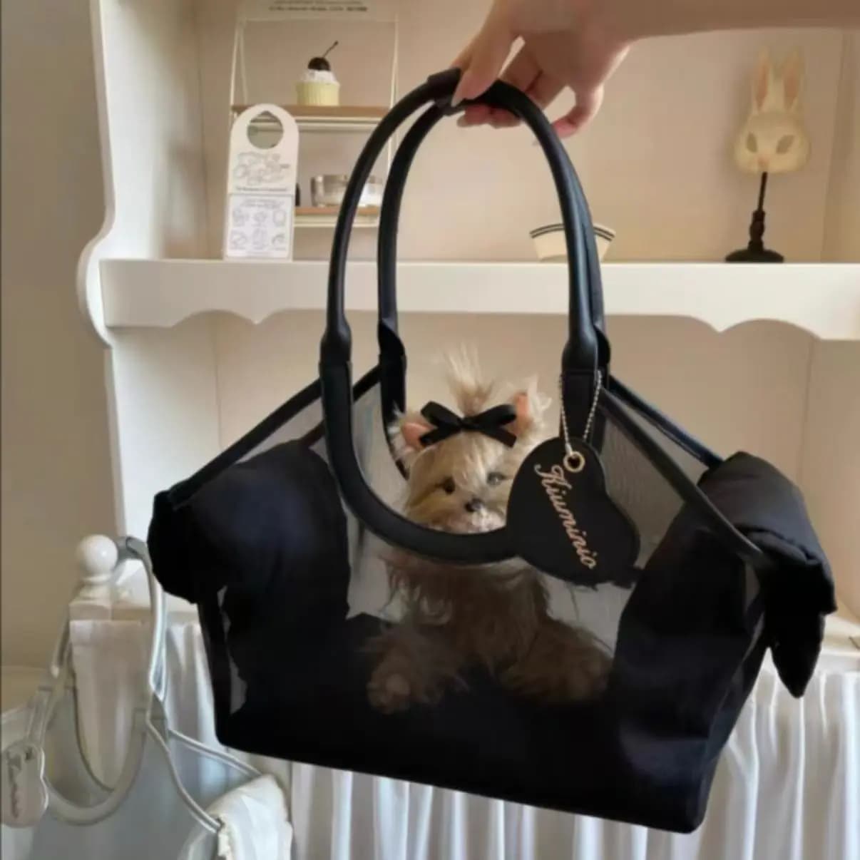 Breathable Mesh Pet Carrier Tote Bag, Lightweight Portable Hand & Shoulder Travel Bag For Small Dogs And Cats