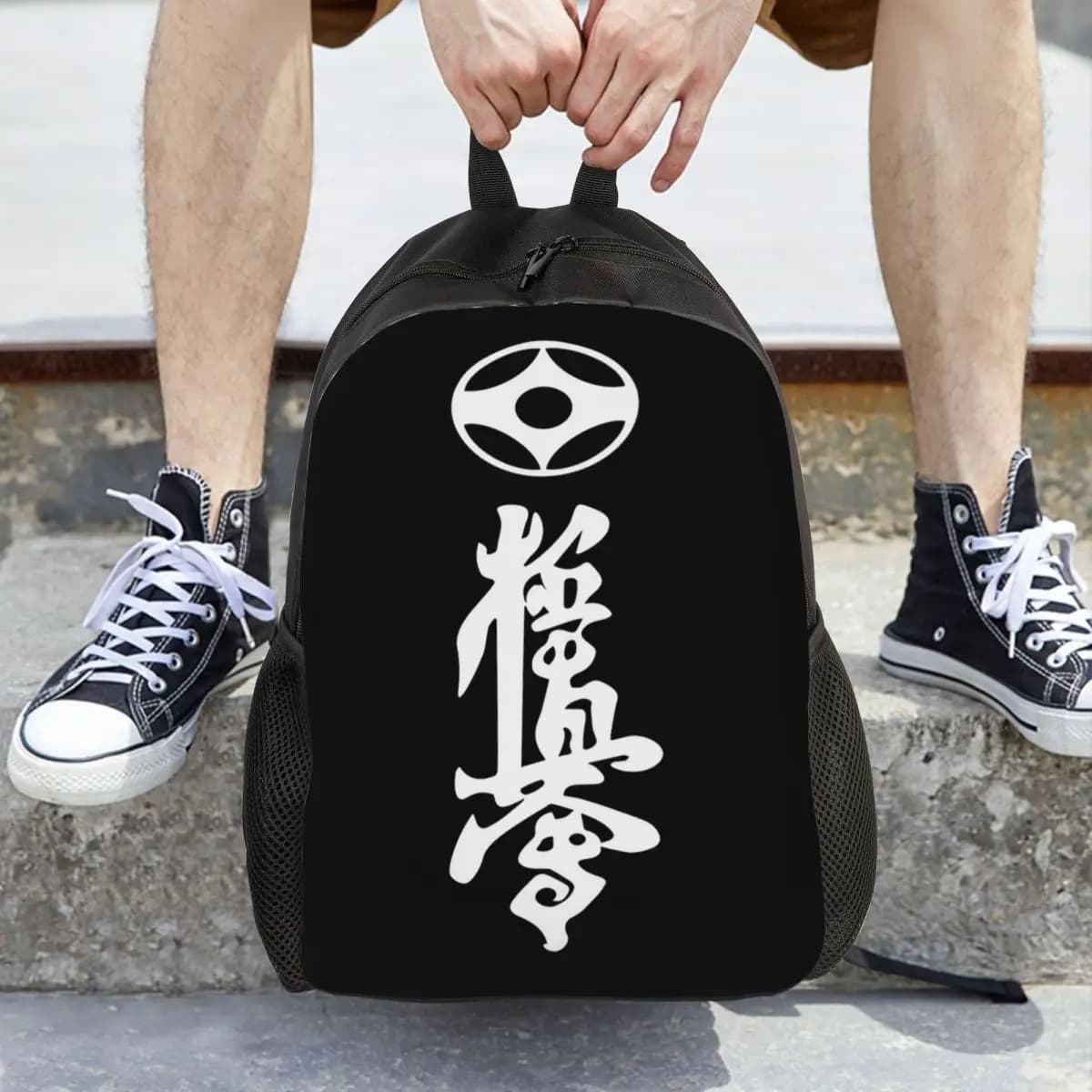 Kyokushin Kaikan Karate Symbol Kyokushinkai Dojo Backpack Daypack Large Capacity Boys Girls BookBag School Bag Shoulder Bags