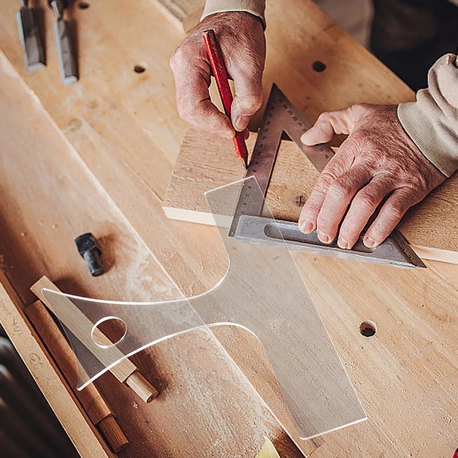 Guida per fresa in acrilico per manici di taglieri, accessorio stencil per la realizzazione fai-da-te di manici per taglieri da salumi in lavorazione del legno