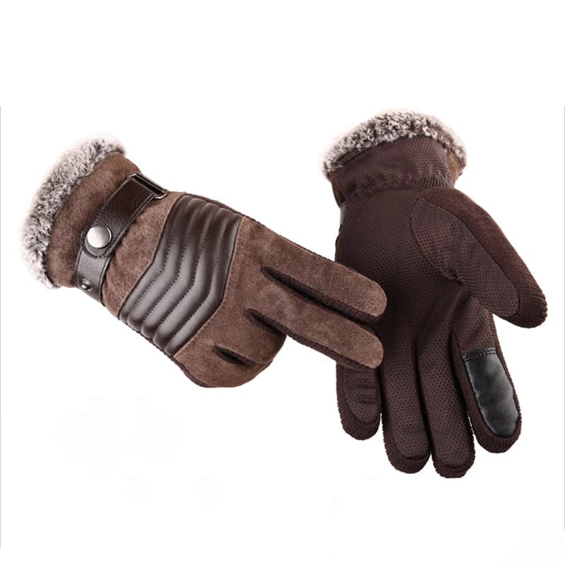 Guanti da uomo ispessiti e imbottiti Guanti in poliestere Guanti spessi e caldi Marrone Guida Sci Inverno Russia Inverno