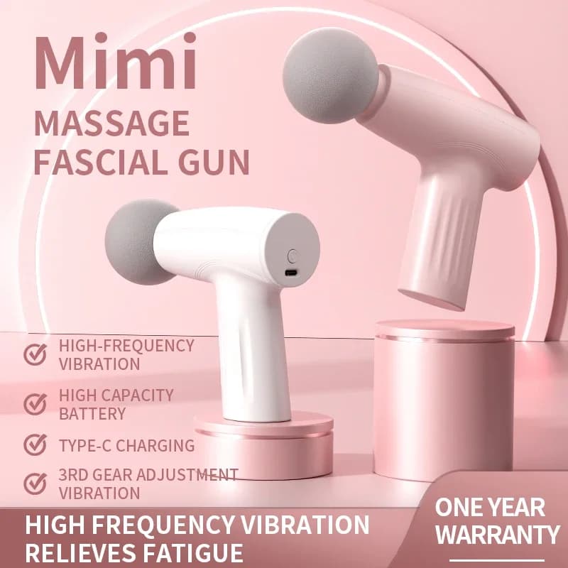 Mini Pistola Massaggiante Rosa per Terapia Muscolare Profonda, Massaggiatore Portatile per Tessuti Profondi