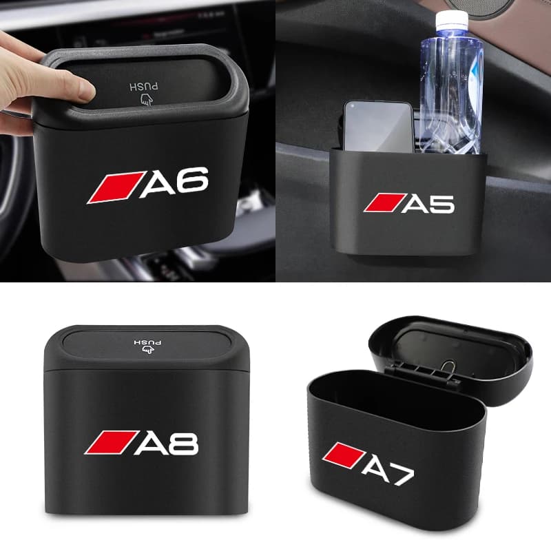 1 pz universale auto pattumiera portatile mini scatola della spazzatura cestino della spazzatura per Audi A1 A2 A3 A4 A5 A6 A7 A8 Q1 Q2 Q3 Q4 Q5 Q6 Q7 Q8 TT