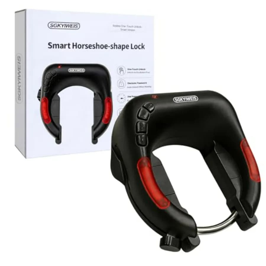 Lucchetto Intelligente a U per Bicicletta, Serratura Elettronica Senza Chiave con Ricarica Solare e USB-C, Impermeabile IP65, Batteria a Lunga Durata da 2000mAh per Biciclette