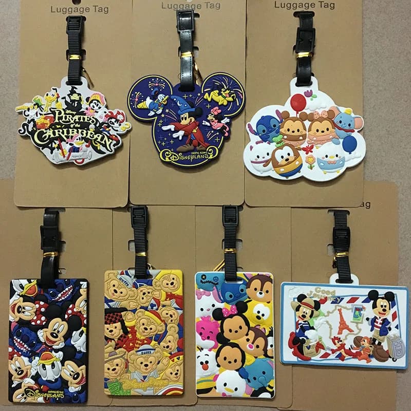 Kawaii Cartoon Mickey Mouse Minnie bagaglio Tag accessori da viaggio Silicone imbarco bagaglio etichetta ID indirizzo titolare ciondolo giocattolo
