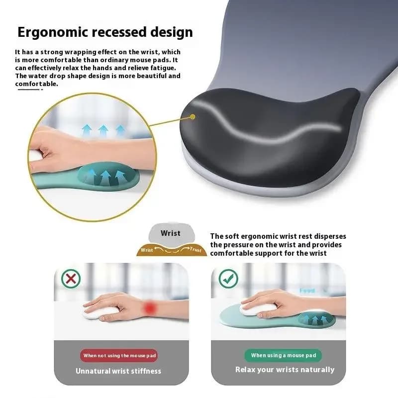 Tappetino per mouse ergonomico sfumato Comodo supporto per il polso Tappetino per mouse antiscivolo Tappetino per mouse morbido Poggiapolsi Tappetino per mouse in silicone per computer
