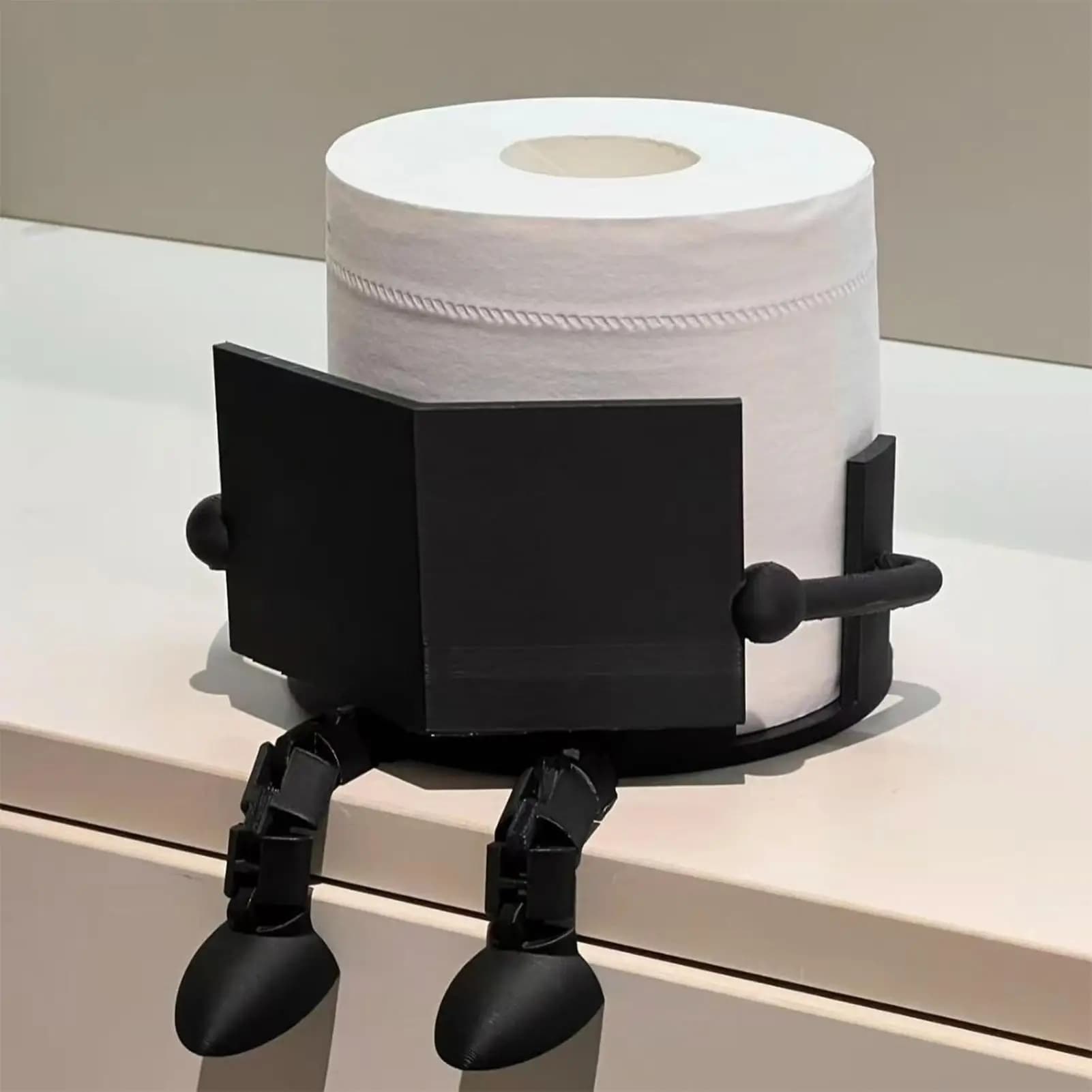 Portarotolo da terra stampato in 3D, divertente e simpatico, per bagno, cucina, camper e viaggi