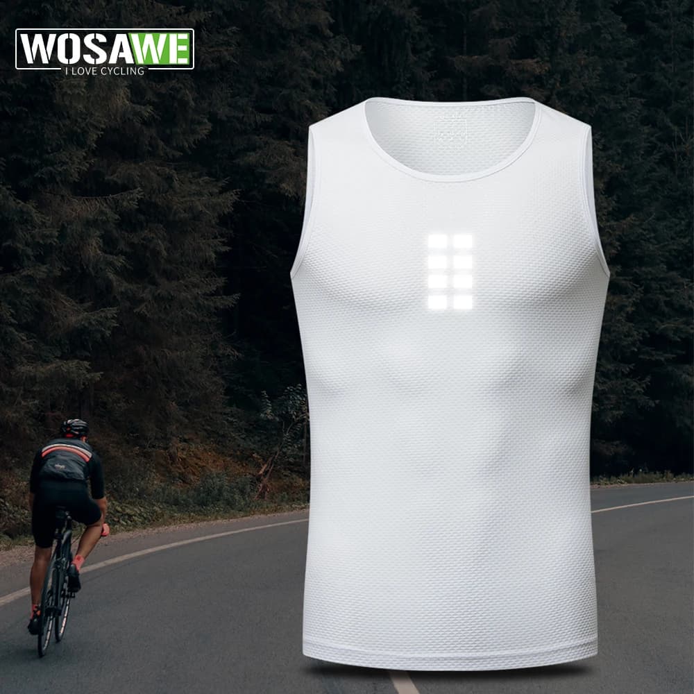 WOSAWE Intimo da ciclismo Strato base sportivo Maglia da ciclismo Gilet da bicicletta Canottiera da uomo Gilet elastico ad asciugatura rapida Maglia da bici da strada