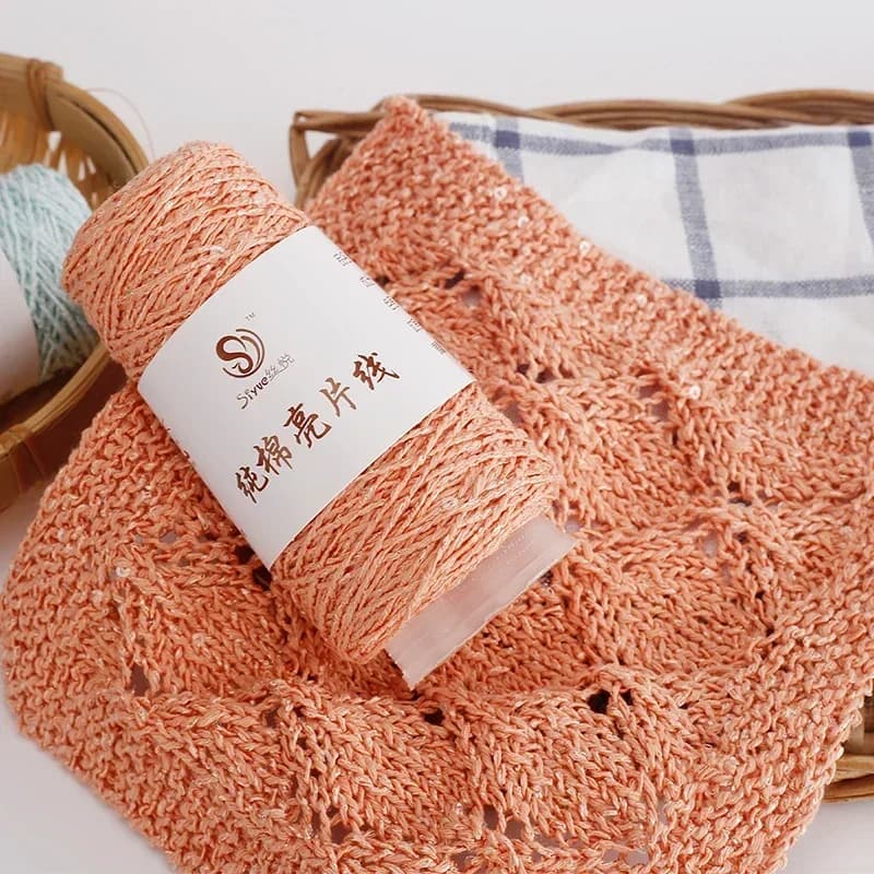 Pure Cotton Sequin Yarn Cotton Yarn Hand Woven Crochet Thread Needlework Yarns For DIY Knitting