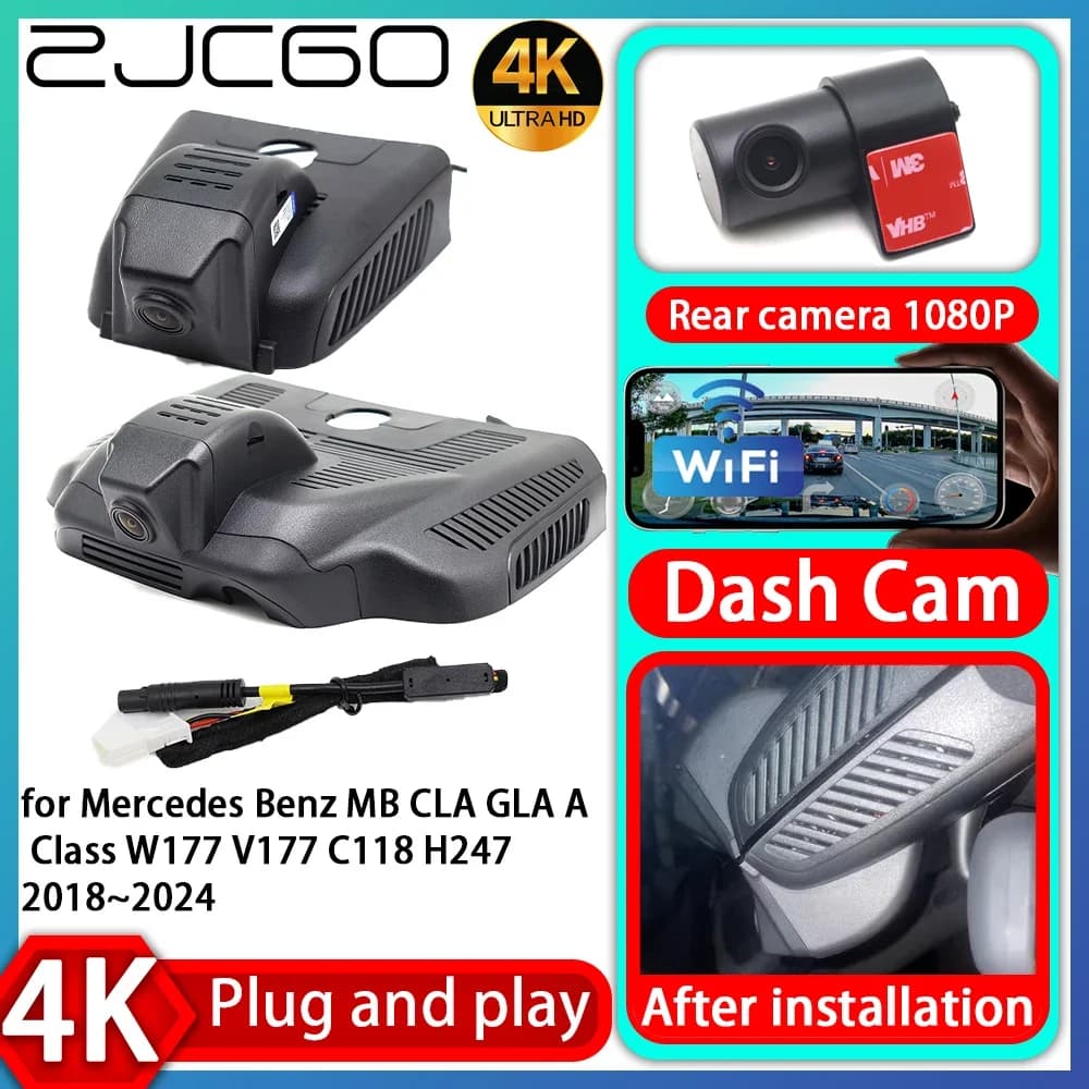 ZJCGO Camera DVR UHD 4K 2160P Plug and Play for Mercedes Benz MB CLA GLA Class A W177 V177 C118 H247 2018-2024