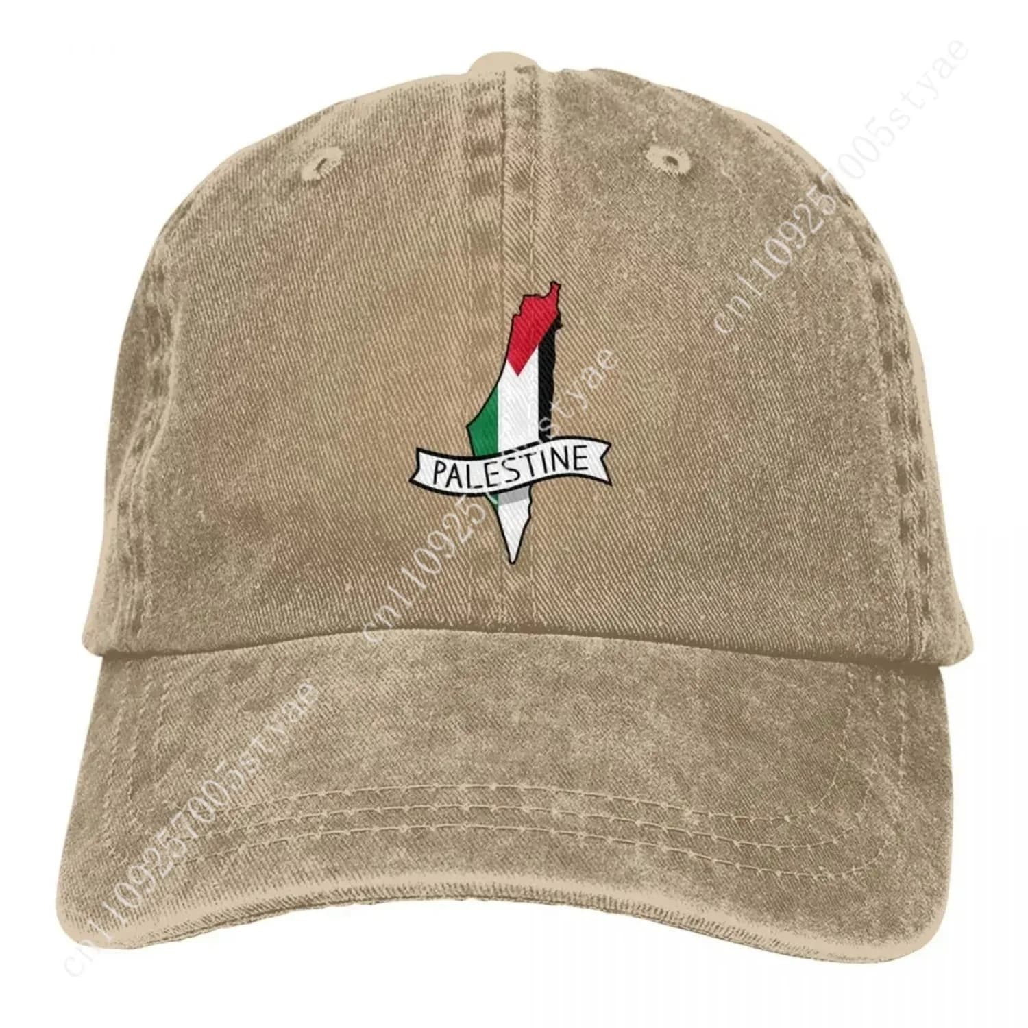 Palestine Flag Map Sticker Baseball Caps Casual Distressed Denim Washed Peace Snapback Cap for Men Women Activities Caps Hat