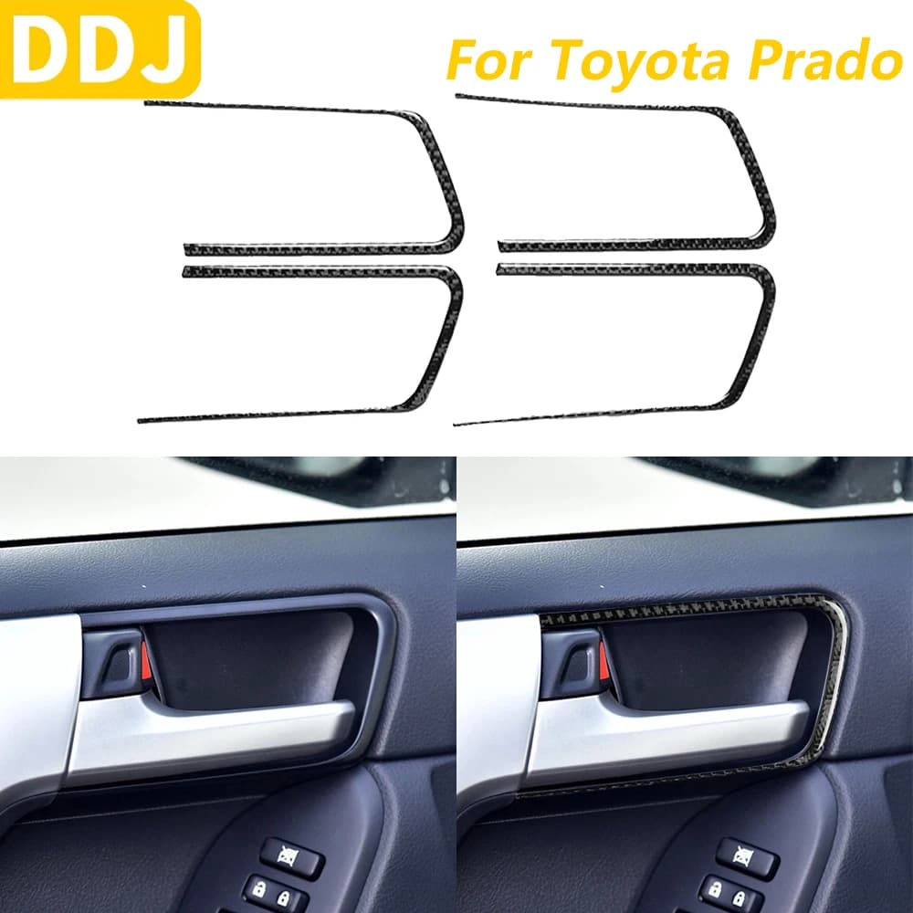 For Toyota Land Cruiser Prado 2010-2018 Carbon Fiber Door Handle Switch Frame Trim Cover Panel Car Accessories Interior Wall decal