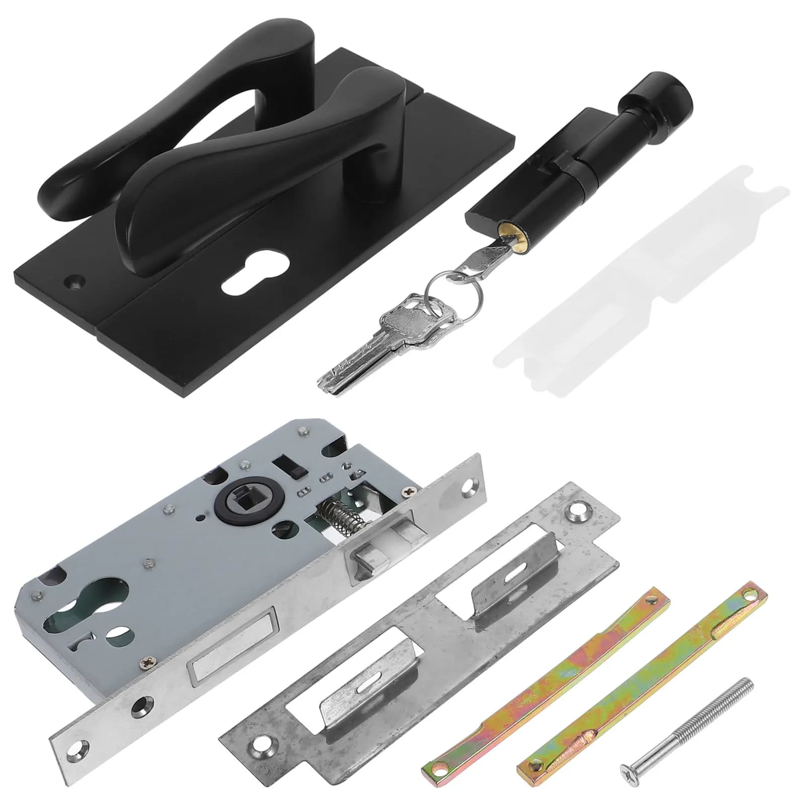 Set di 1 Maniglia per Porta Interna Resistente per Camera da Letto e Bagno, Maniglia in Legno Massiccio con Serratura Antifurto, Ricambio per Porte