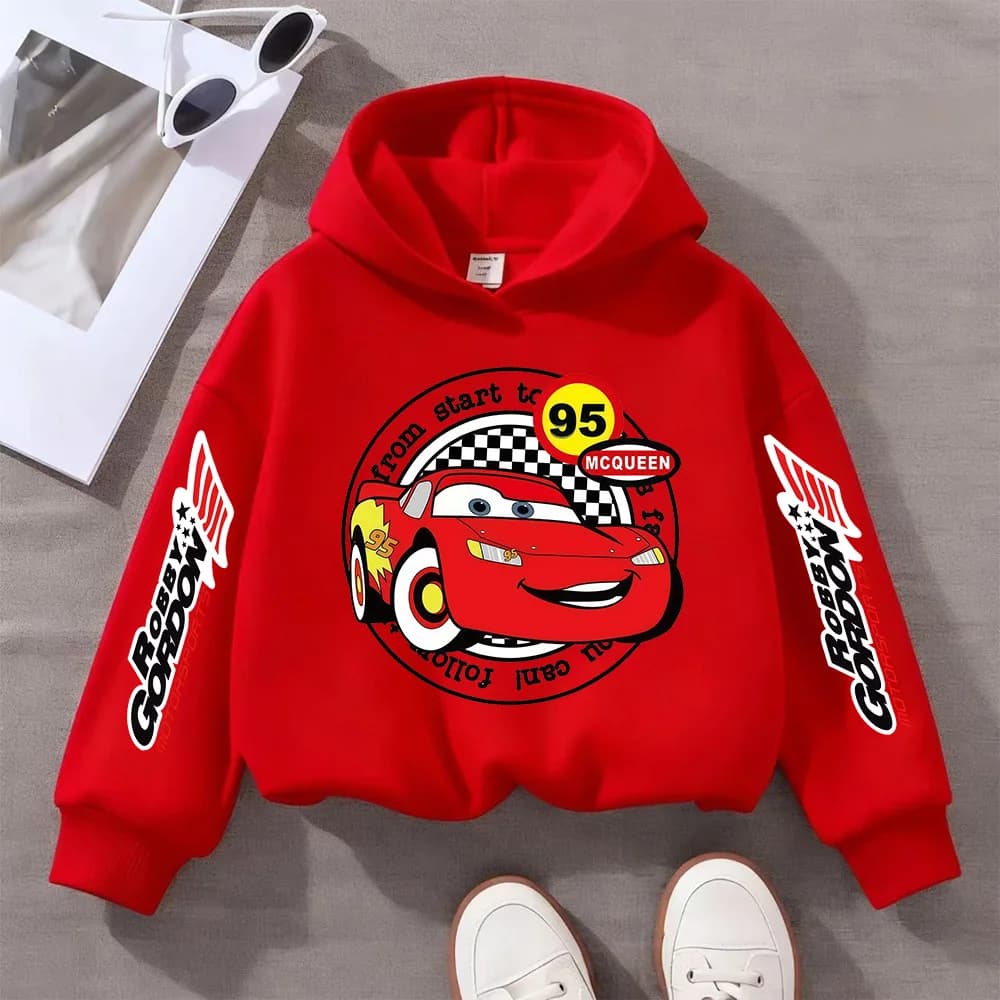 Lightning Mcqueen Cartoon Children Hoodie Long Sleeve Pixar Car Print Spring Autumn Kid Boy Clothes Fashion Pullover Sweatshirts