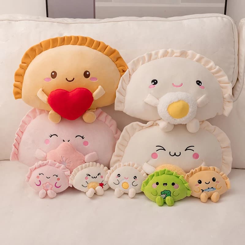 13/35cm Cute Dumpling Plush Pillow keychain Colorful Multi-Flavored Food Dumpling Soft Toy Kawaii Fried Dumpling with Red Heart