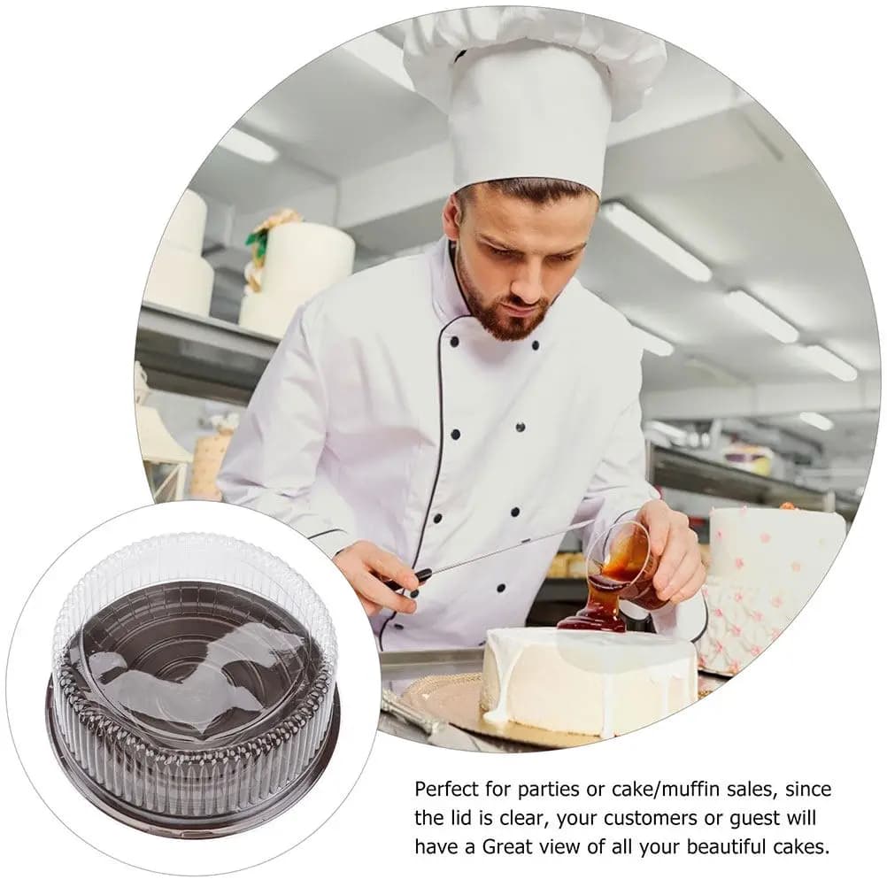 25 Contenitori in Plastica Resistente per Torte, Forma Rotonda con Coperchi Trasparenti, Approvati per Contatto Alimentare, per Esposizione e Trasporto