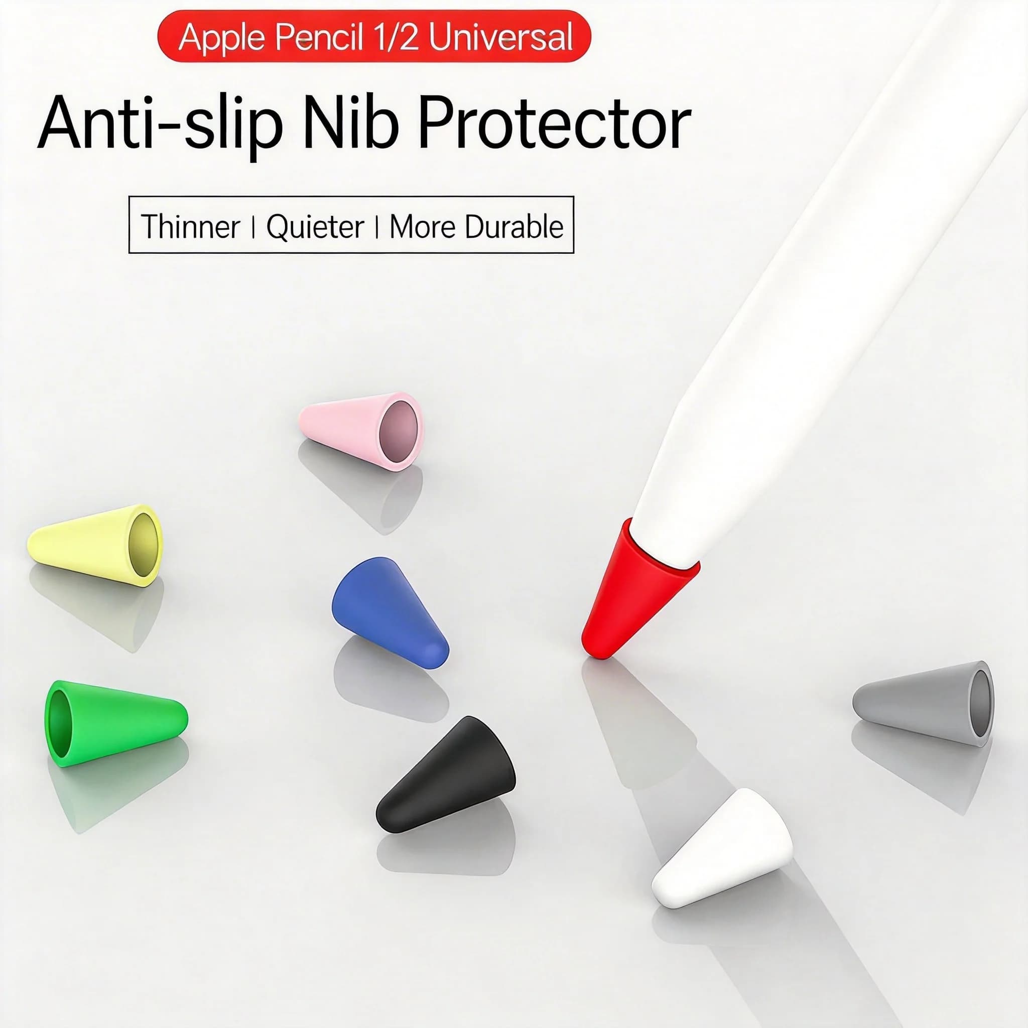 16PCS Silicone Tip Cover for Apple Pencil, Soft Nib Protector Sleeve for Pencil 1 2 3 Gen, Anti-Slip Stylus Pen Tip Guard