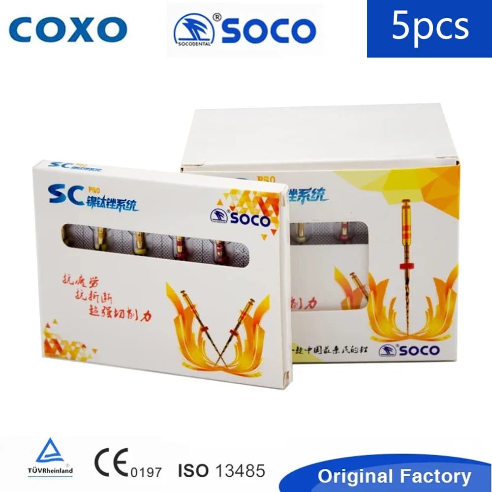 COXO SOCO SC PRO 5PCS File per canale radicolare dentale File di polpa di dente di Nitinol rotante ad attivazione termica nichel-titanio ad attivazione termica