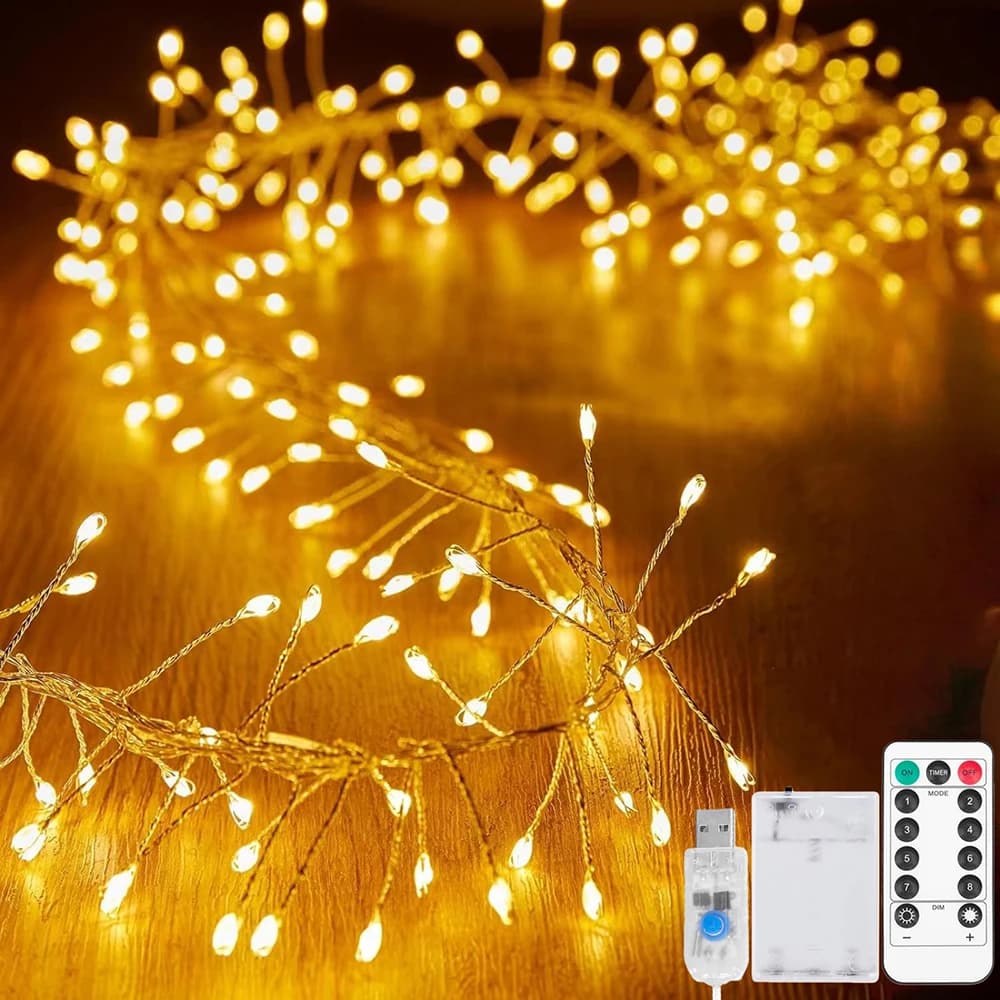 Petardo che intreccia la luce della stringa del LED 5V DC USB Alimentazione a batteria Luci fiabesche telecomandate per la decorazione di compleanno di nozze di Natale