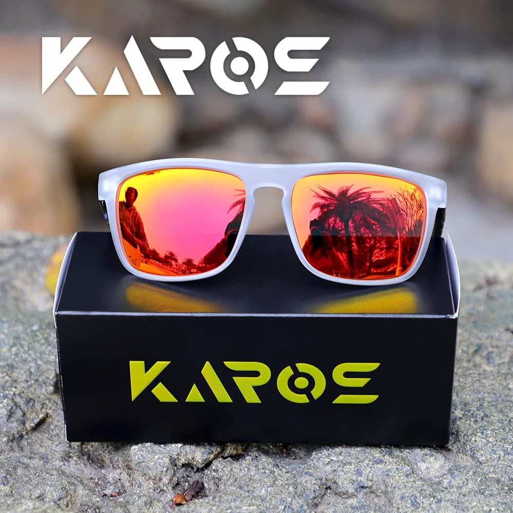 KAROS Occhiali da sole polarizzati da uomo UV400 Occhiali da sole quadrati casual per esterni Occhiali da sole da donna unisex per coppia con custodia