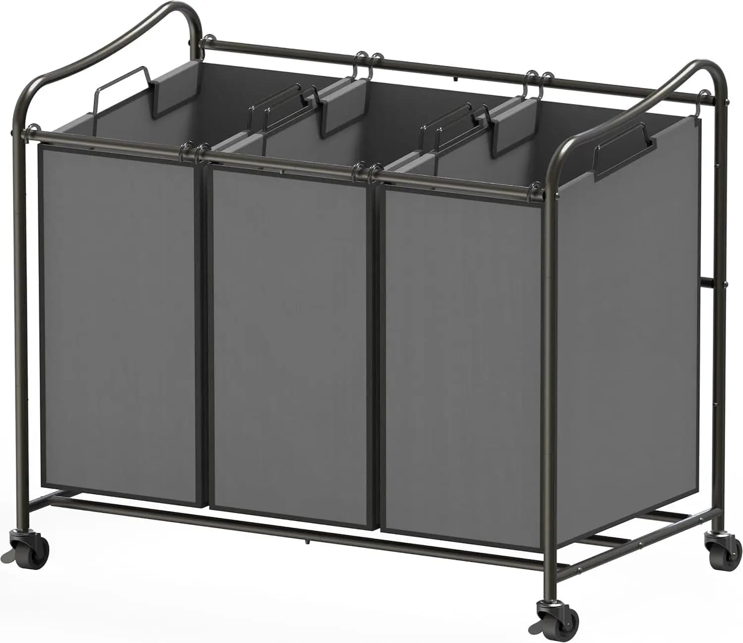 Shopping Cart 3 Parts with Wheels Lockable and Bags Removable for an Efficient Organization, Dark Grey