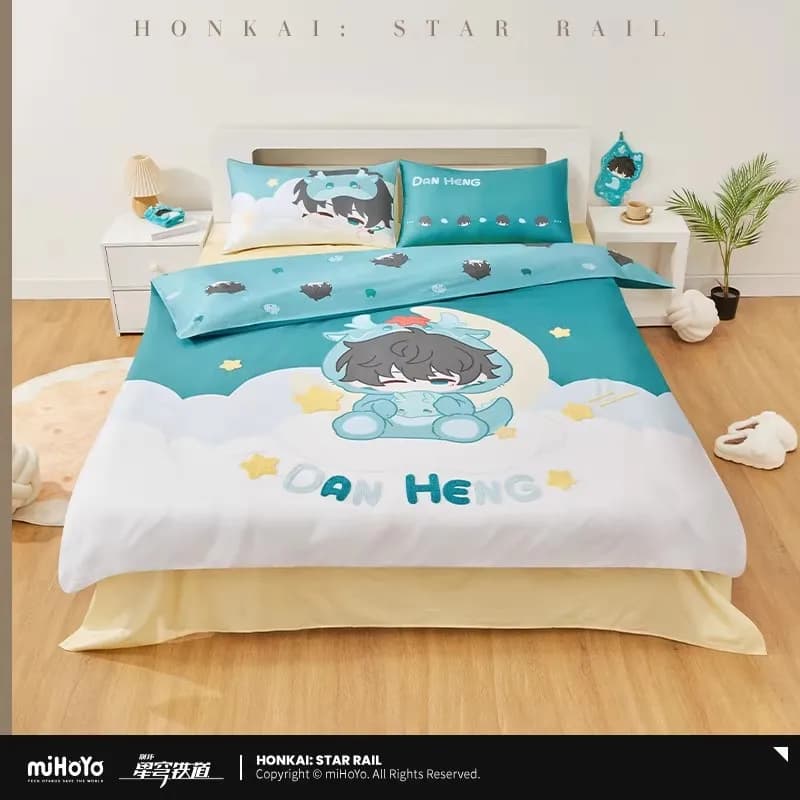 [Originale] Set di Biancheria da Letto miHoYo Game Honkai Star Rail DanHeng Serie Q-version, Lenzuola Anime, Copripiumino, Regali di Natale Cosplay