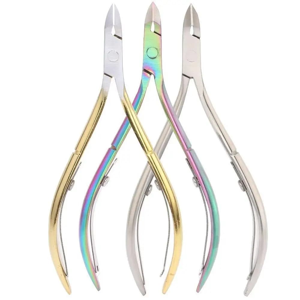 Forbici per Cuticole in Acciaio Inossidabile, Strumenti per Manicure e Pedicure, Forbici/Tronchesino/Clipper per Pelle Morta in Oro/Argento/Arcobaleno