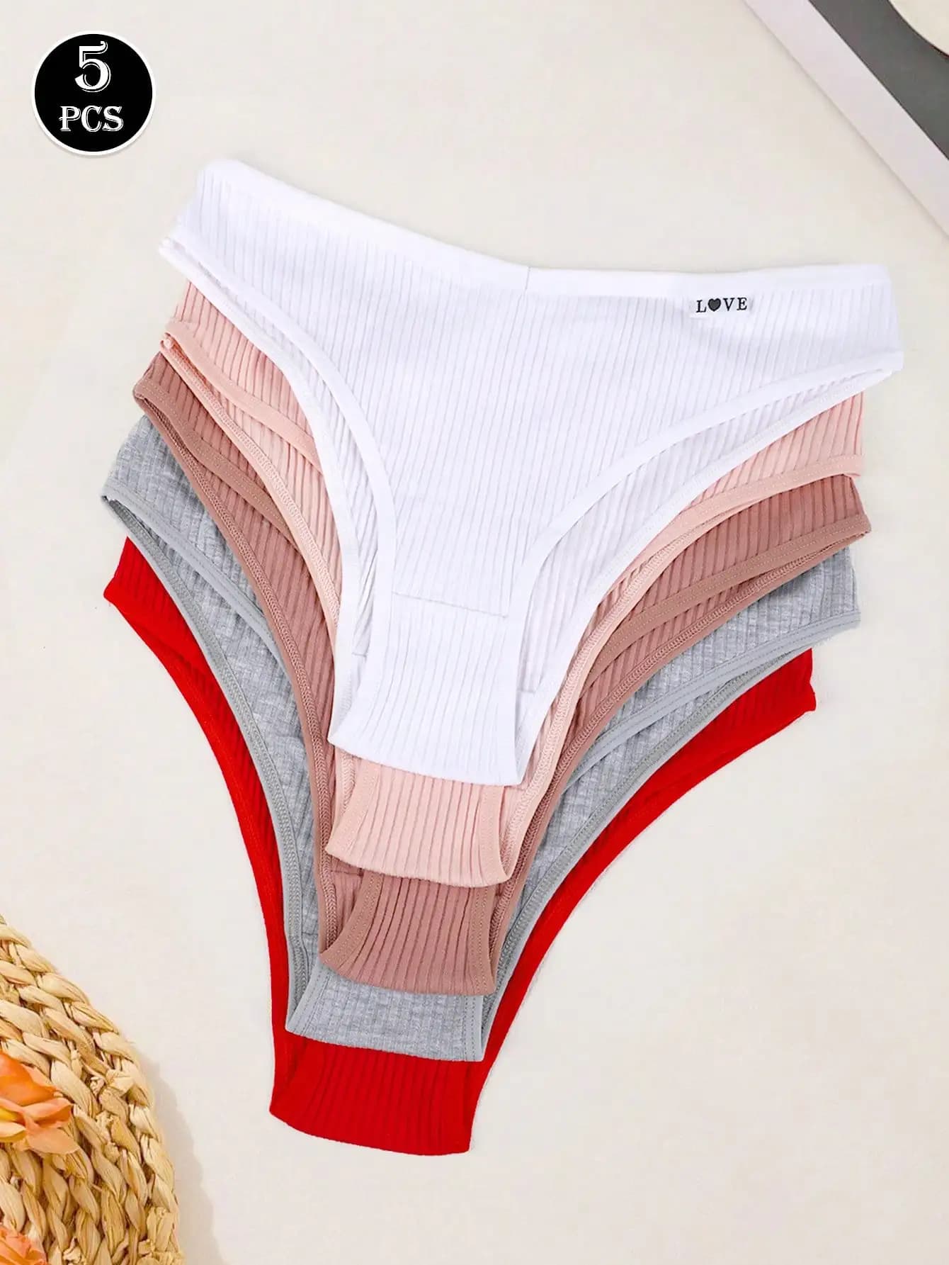 Set of 5 Women's Strapless Slips - Soft Elasticized Cotton Underwear Set