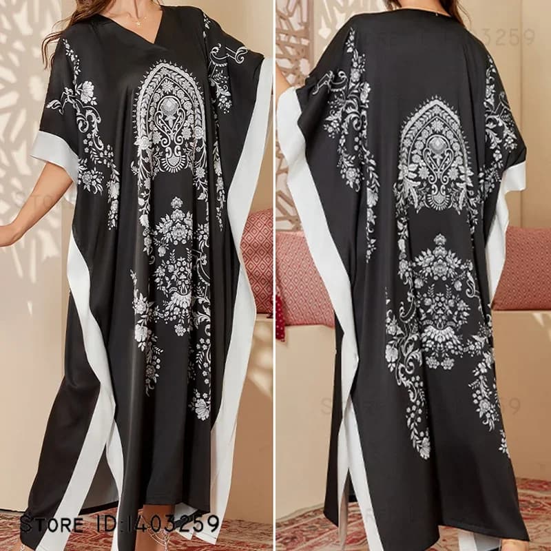 Large Size Night Shirt Women's Nightwear Spring Summer New Long Night Shirt Bathrobe Print Dress Silk Satin Pijama Lingerie