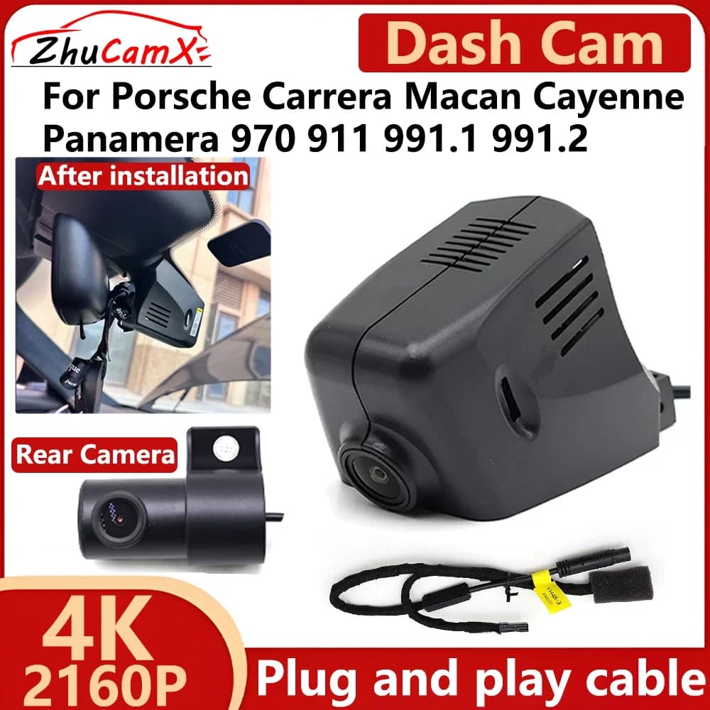 ZhuCamX For Porsche Carrera Macan Cayenne Panamera 970 911 991.1 4K 2160P Full HD 1080P Car DVR Dash Cam Camera Plug and play