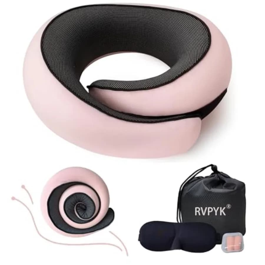 Travel Neck Pillow for Airplanes, 100% Pure Memory Foam Travel Pillow, 360° Support Ergonomic Design, Portable Airplane Pillow