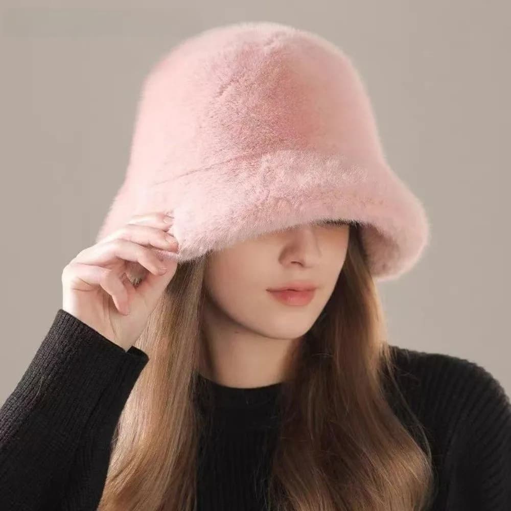 Casual Fluffy Fur Fisherman Hat Plush Windproof Female Panama Cap Winter Warm Ear Protection Solid Bucket Hat