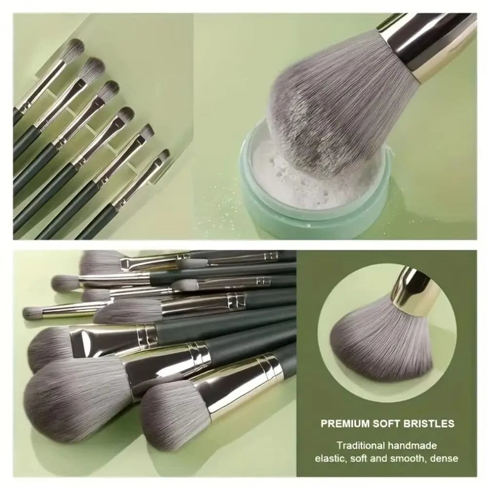 Set di pennelli per trucco da 14 pezzi, pennelli per trucco super morbidi riutilizzabili, pennelli cosmetici lavabili