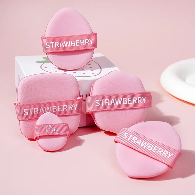 Spugnetta a Cuscino d'Aria a Forma di Fragola, Doppia Faccia Morbida, Riutilizzabile per Fondotinta Liquido, Strumento di Bellezza per il Make-up