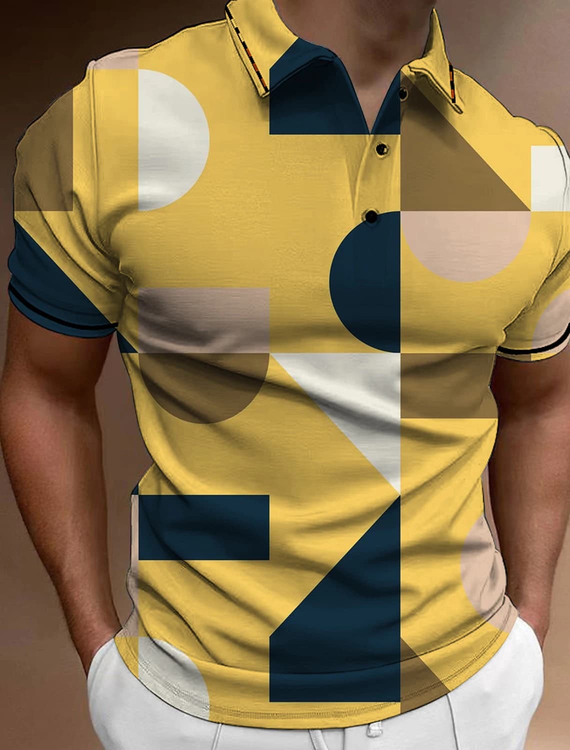Polo da uomo con bottoni a righe e maniche corte casual da uomo, polo da uomo, maglietta da uomo, top da strada, abbigliamento da golf