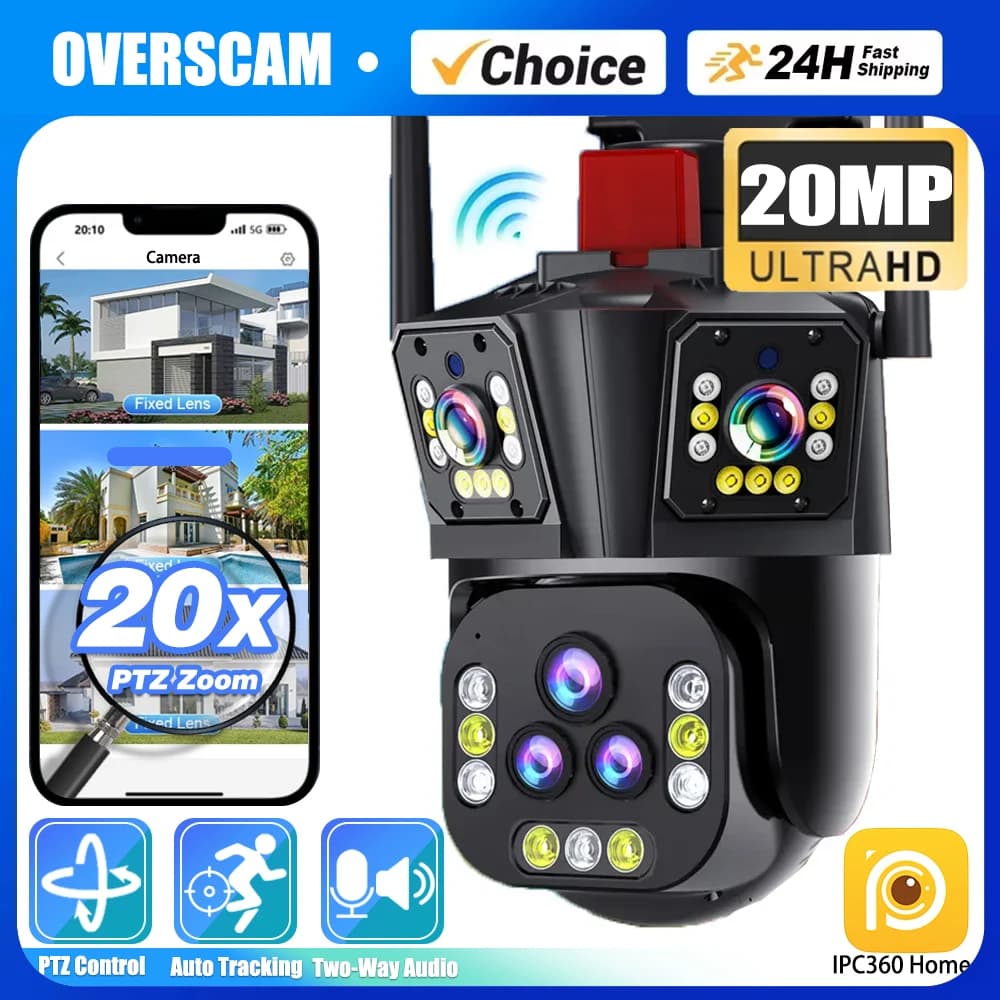Ultra 20MP 10K WIFI PTZ Control IP Camera Surveillance Security Five Lens 20X Zoom Auto Tracking Video CCTV Cameras IPC360 Home