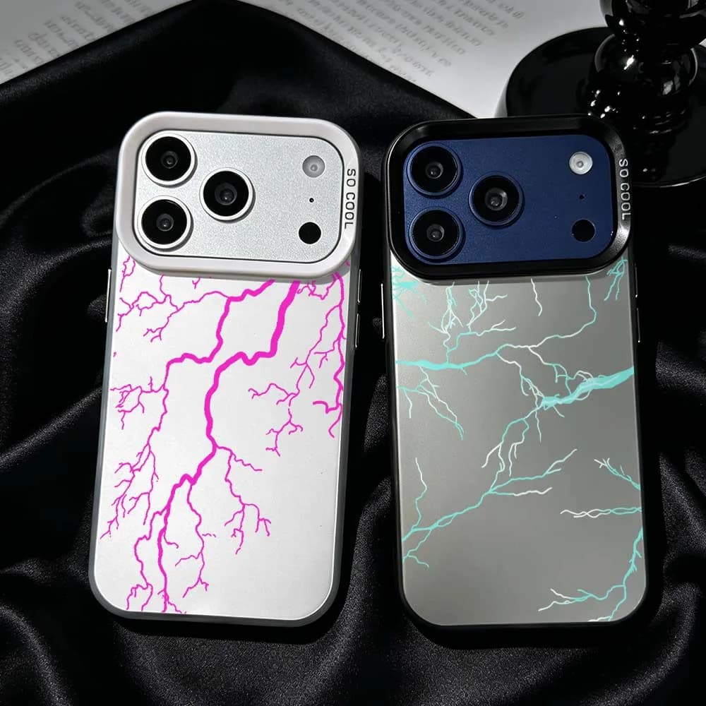 Lightning Bolt Pattern Phone Case For iPhone 17 Air 16 15 14 13 12 Mini 11 Pro Max Plus Shockproof Plating Matte Cover