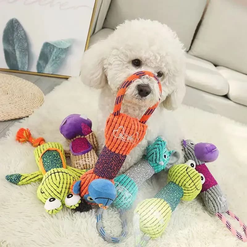 Pet Dog Cleaning Teeth Squeaky Interactive Cartoon Animal Cute Shaped Dog masticare Toy Pet Training Products Puppy peluche Rope Toy