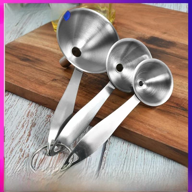 Set di Imbuti in Acciaio Inossidabile con Connettori a T per Olio, Aceto, Vino, Spezie, Oli Essenziali, Salse - Strumenti per Riempimento e Versamento per Uso Domestico
