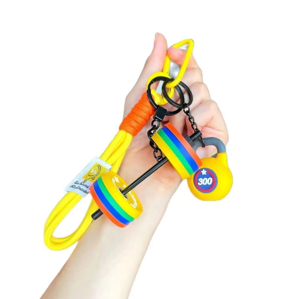 Detachable Barbell Plates Keychain Dopamine Kettlebell Simulation Dumbbells Keyring Creative INS Fitness Series Pendant Friends