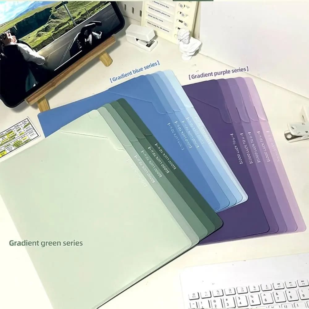 Creative Large Capacity File Folders Sorting Storage Waterproof File Organizer Plastic L-Shaped Document Bag Office Supplies