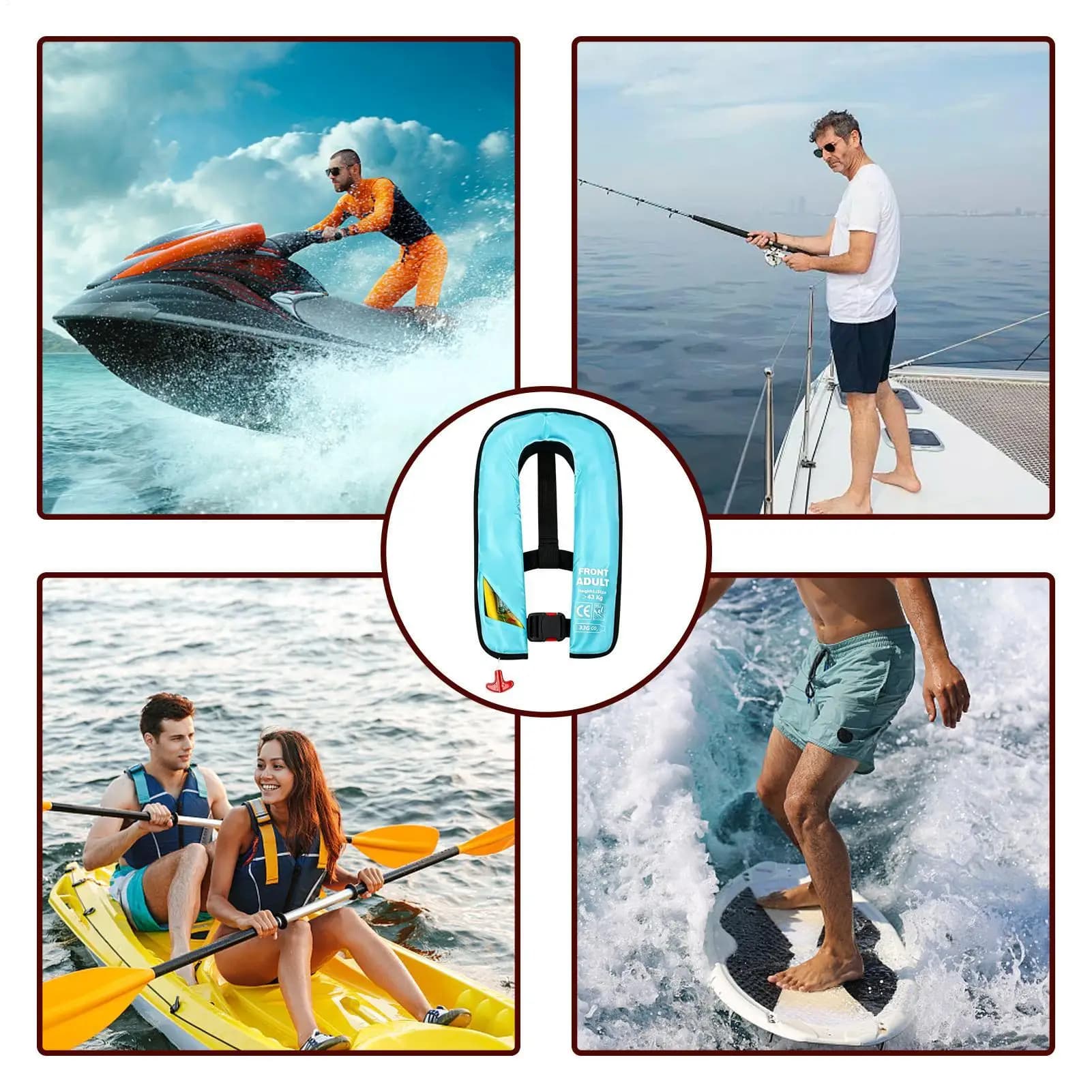 Auto Inflatable Life Vest High Buoyancy Foldable Portable Lightweight Automatic Inflatable Life Vest For Sea Fishing Rowing