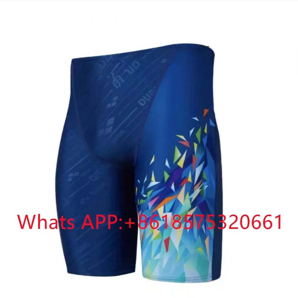 New Men's Swim Jammer Swimsuit Beach Tights Shorts Athletic Training Swimwear Swimming Trunks Bathing Suit Diving Surfing Pants