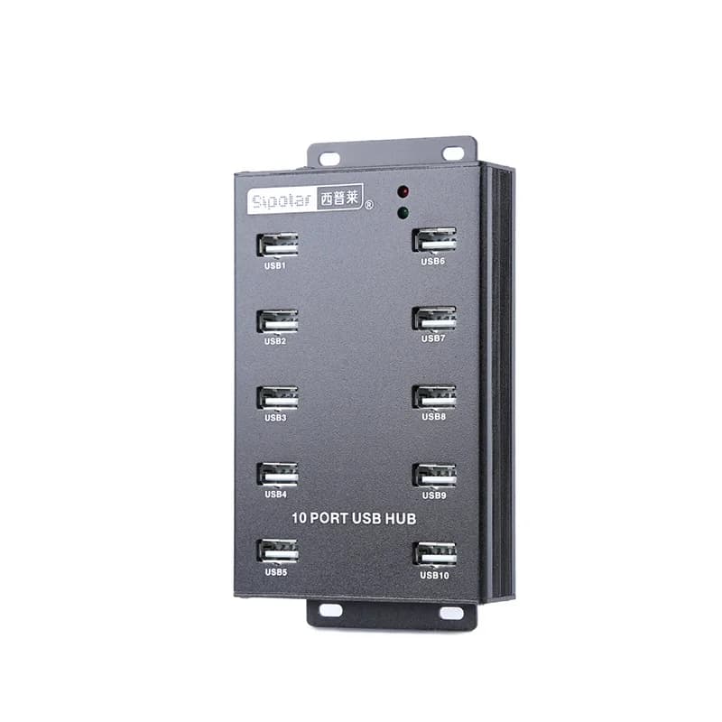 Sipolar Usb Desk Hub A-300 10 Port Usb 2.0 Hub for Data Ports Syncs with 12V 5A Power Adapter for Mobile Phone Pc
