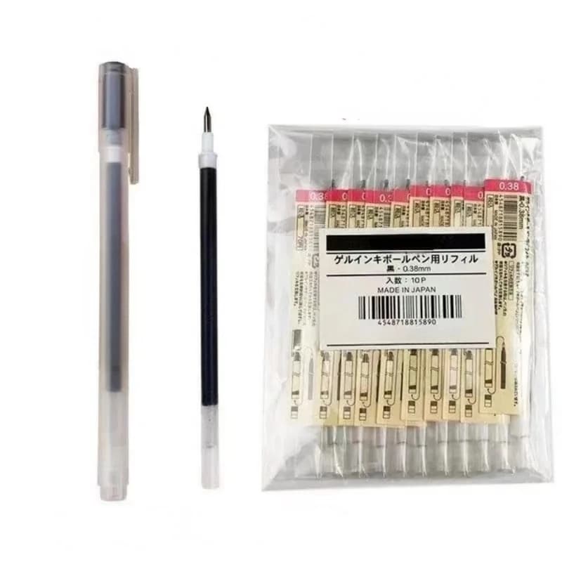 10 Pezzi Ricariche per Penne Gel 0.38mm/0.5mm, Inchiostro Nero/Blu/Rosso, Ricariche per Penne a Sfera, Forniture per Ufficio e Scuola all'Ingrosso