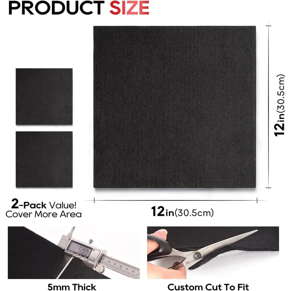 2026 New 2 Pack Welding Blanket 12x12 Inch, High Temp Resistants Carbon Felt Pad, 5mm Thick Heat Shield Fabric Withstands 2200℉