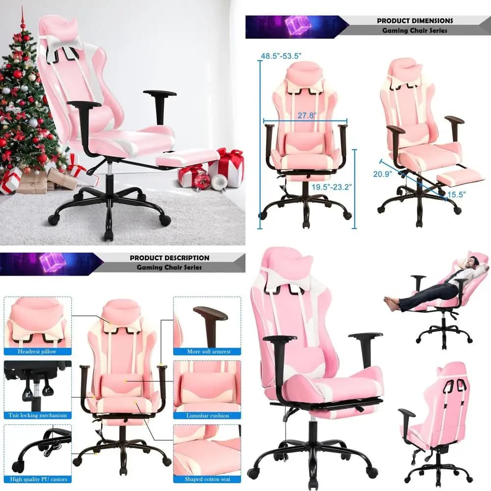 Sedia da scrivania ergonomica con schienale alto per adulti: comoda sedia da gaming in pelle PU con altezza e schienale regolabili, opzione reclinabile