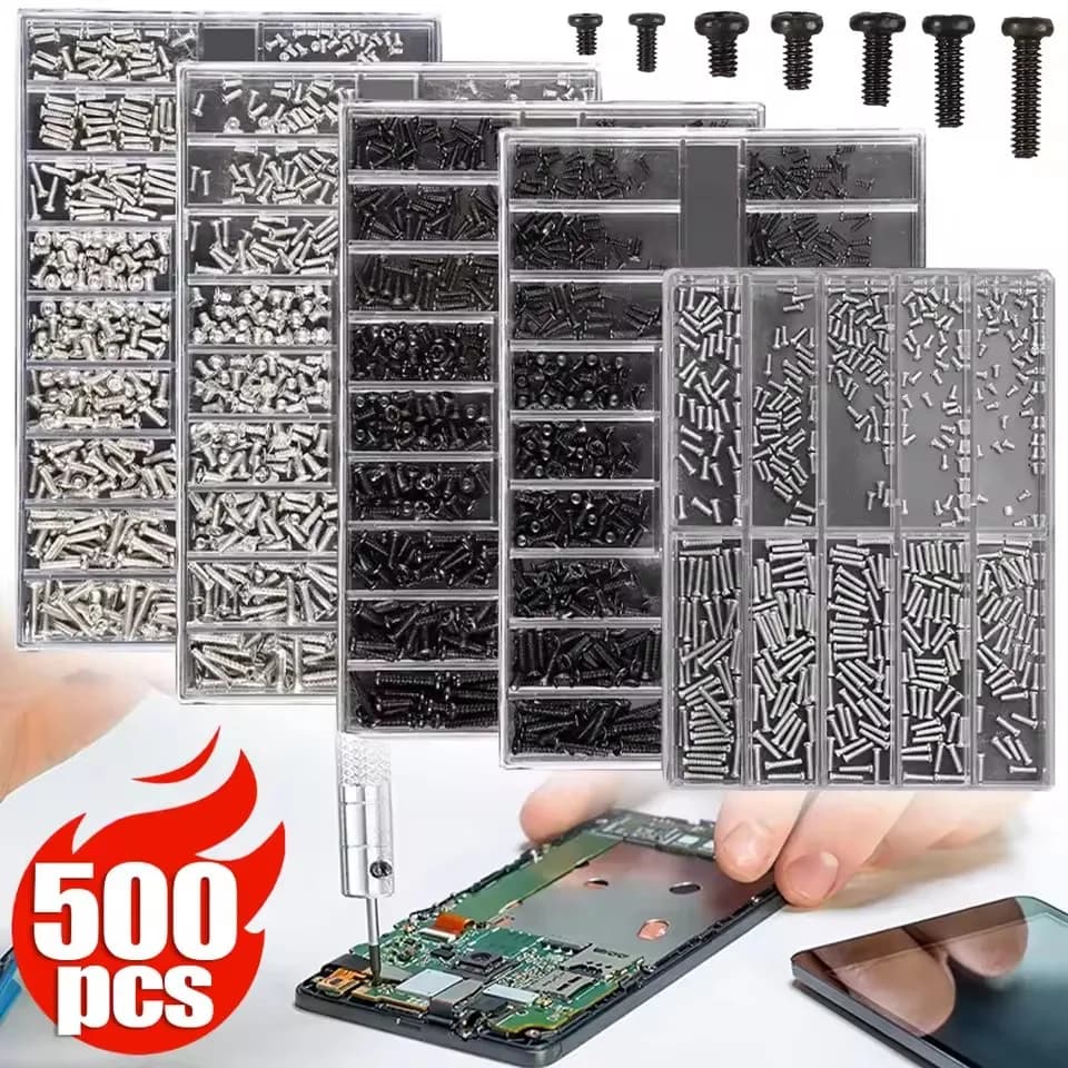 500PCS Set di viti per notebook portatile Set di viti di ricambio 18 dimensioni Componenti di riparazione del computer Kit di viti a testa piatta Piccola vite a macchina